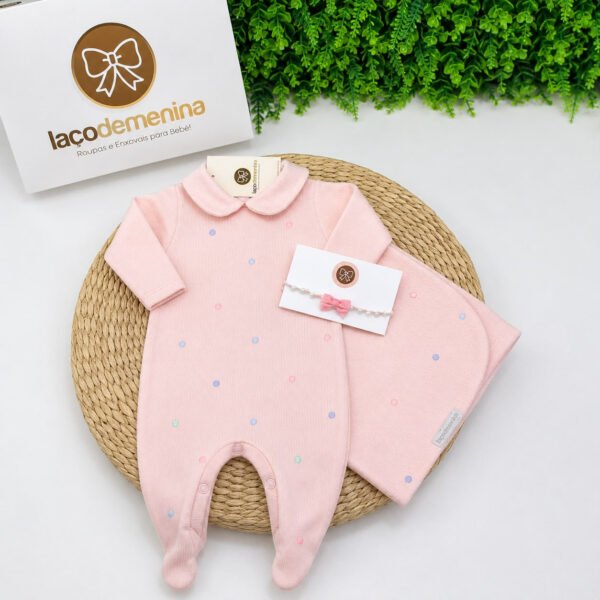 Saída Maternidade Tricotil Rosa Poá Kidstar® — imagem 2