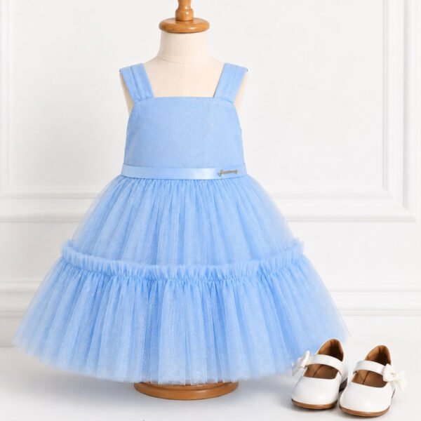 Vestido Infantil Serena Azul em Tule com Brilho — imagem 2