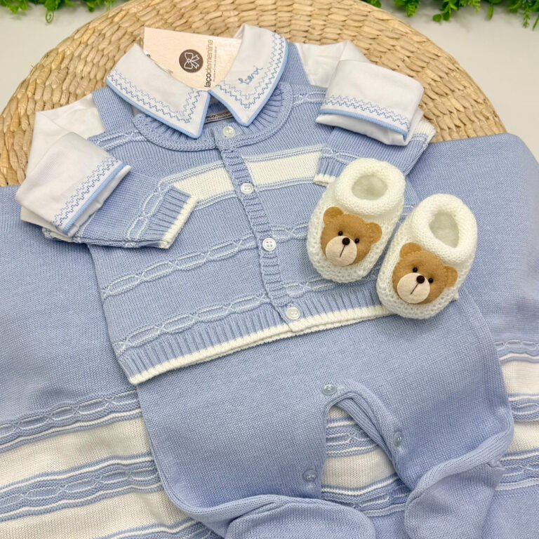Saída Maternidade Ravi Azul Claro Personalizada.