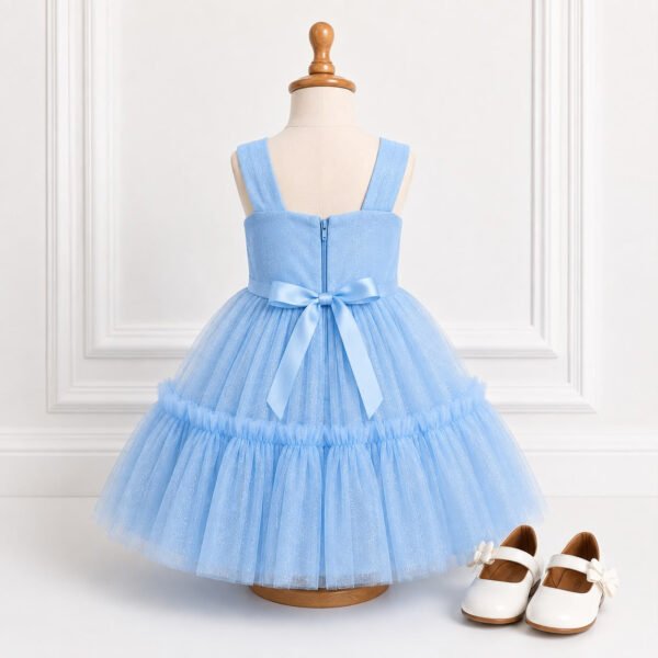 Vestido Infantil Serena Azul em Tule com Brilho — imagem 3