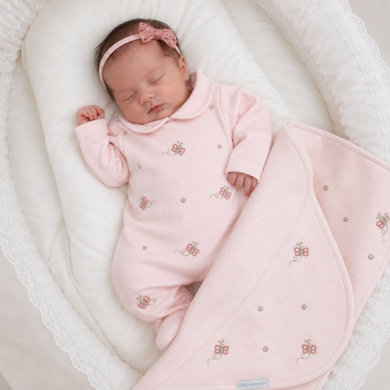 Saída Maternidade Tricotil Rosa Kidstar® Borboletas