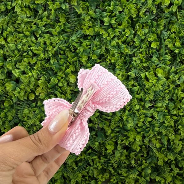 Laço de Cabelo Infantil Rosa Claro Trançado — imagem 2