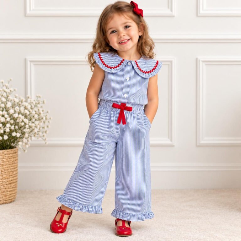 Conjunto Infantil Feminino Listrado Azul