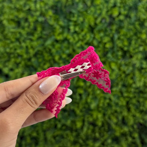 Laço de Cabelo Infantil Rosa Pink em Renda — imagem 2