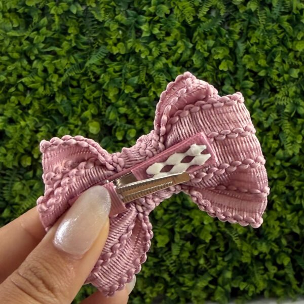 Laço de Cabelo Infantil Rosa Chá Trançado — imagem 2
