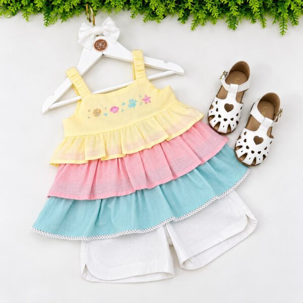 Conjunto Infantil Feminino Candy Colors com Babados — imagem 2