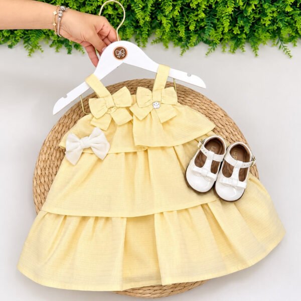 Vestido Infantil Amarelo com Laços — imagem 2
