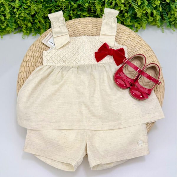 Conjunto Infantil Feminino Helen Linho Cru — imagem 2