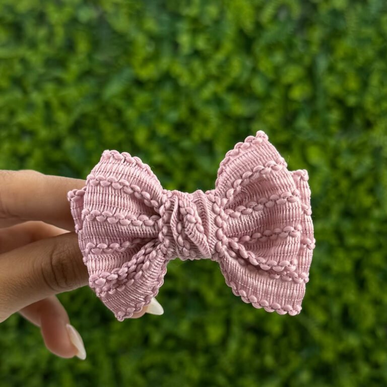 Laço de Cabelo Infantil Rosa Chá Trançado