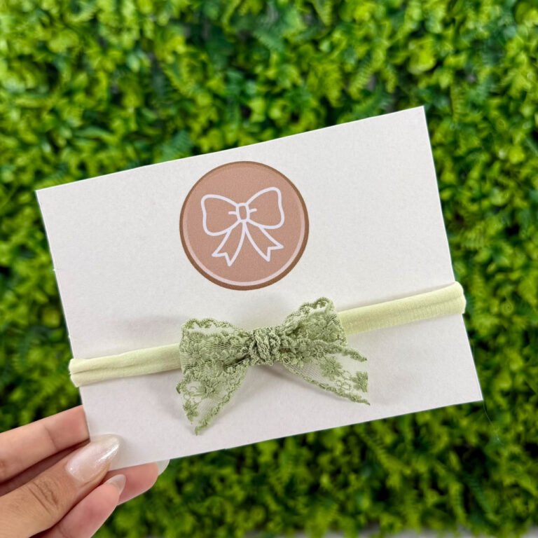 Faixa de Cabelo Infantil com Laço de Renda Verde Pistache