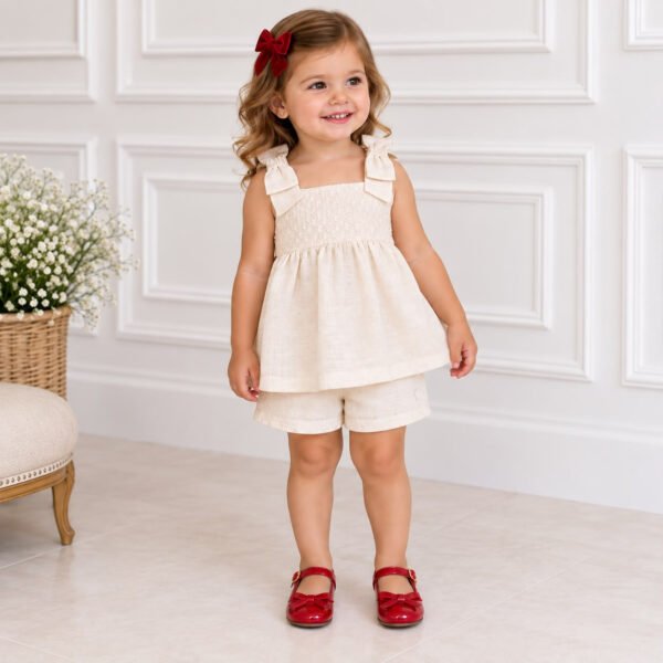 Conjunto Infantil Feminino Helen Linho Cru — imagem 1
