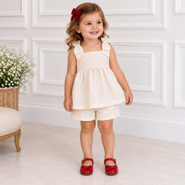 Conjunto Infantil Feminino Helen Linho Cru