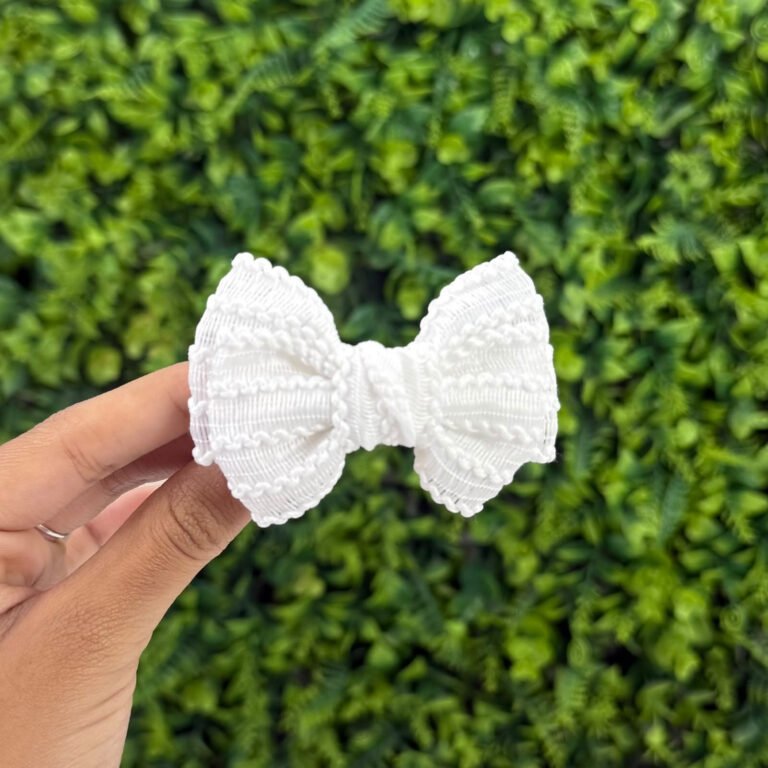 Laço de Cabelo Infantil Branco Trançado