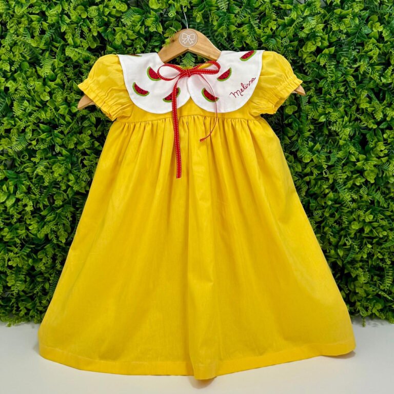 Vestido Festa Infantil Melancia com Laço - Encomenda