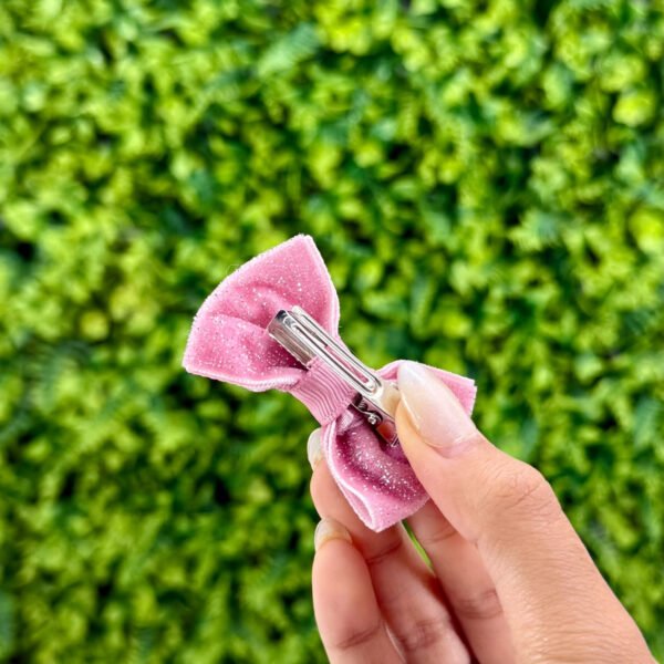 Kit Laços de Cabelo Infantil Rosa com Glitter — imagem 2