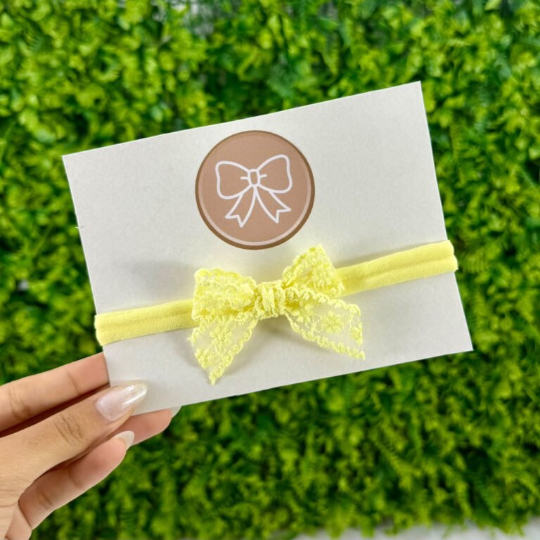 Faixa de Cabelo Infantil com Laço de Renda Amarela