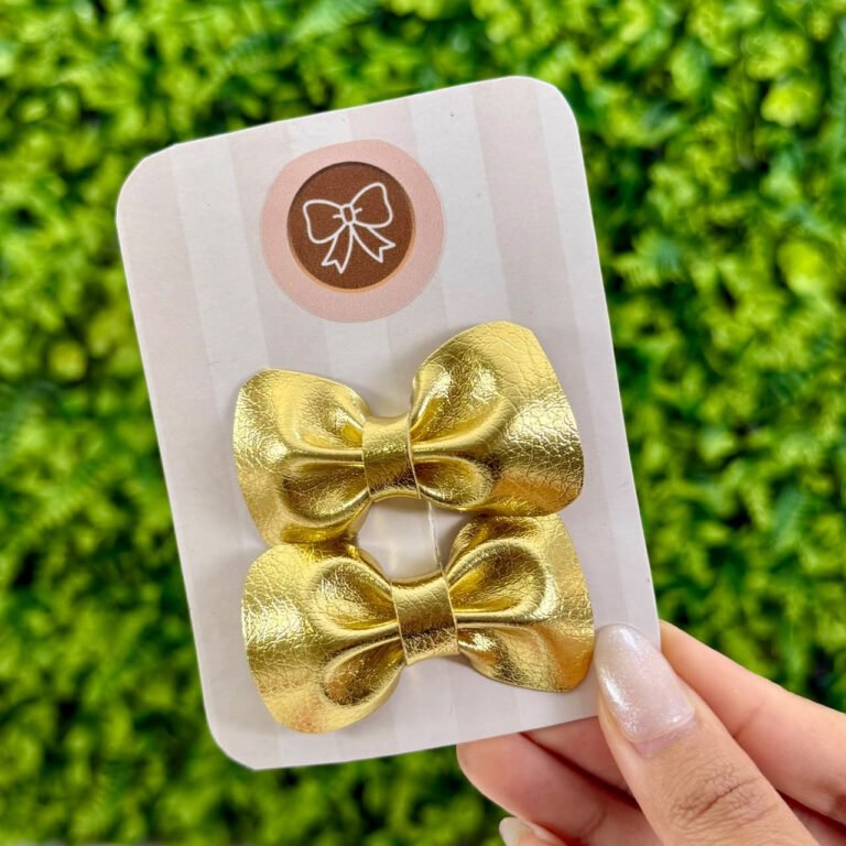 Kit Laços de Cabelo Infantil Dourados