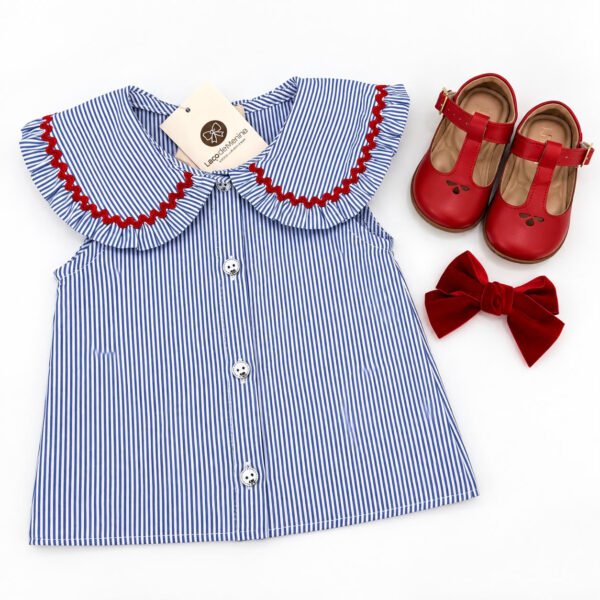 Conjunto Infantil Feminino Listrado Azul — imagem 2