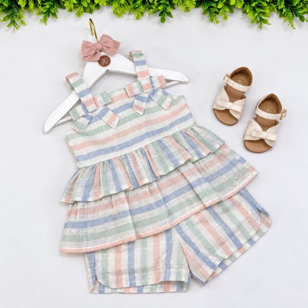 Conjunto Infantil Xadrez Candy com Laços e Babados — imagem 2