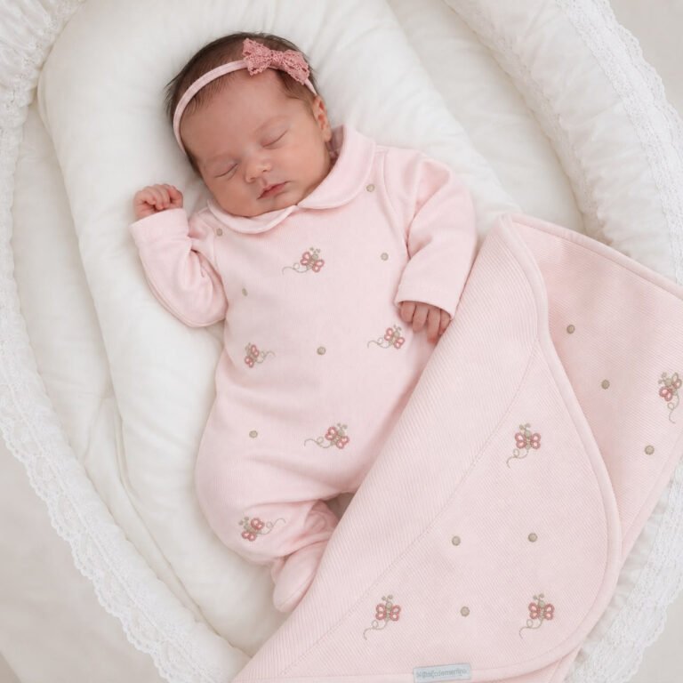 Saída Maternidade Tricotil Rosa Kidstar® Borboletas