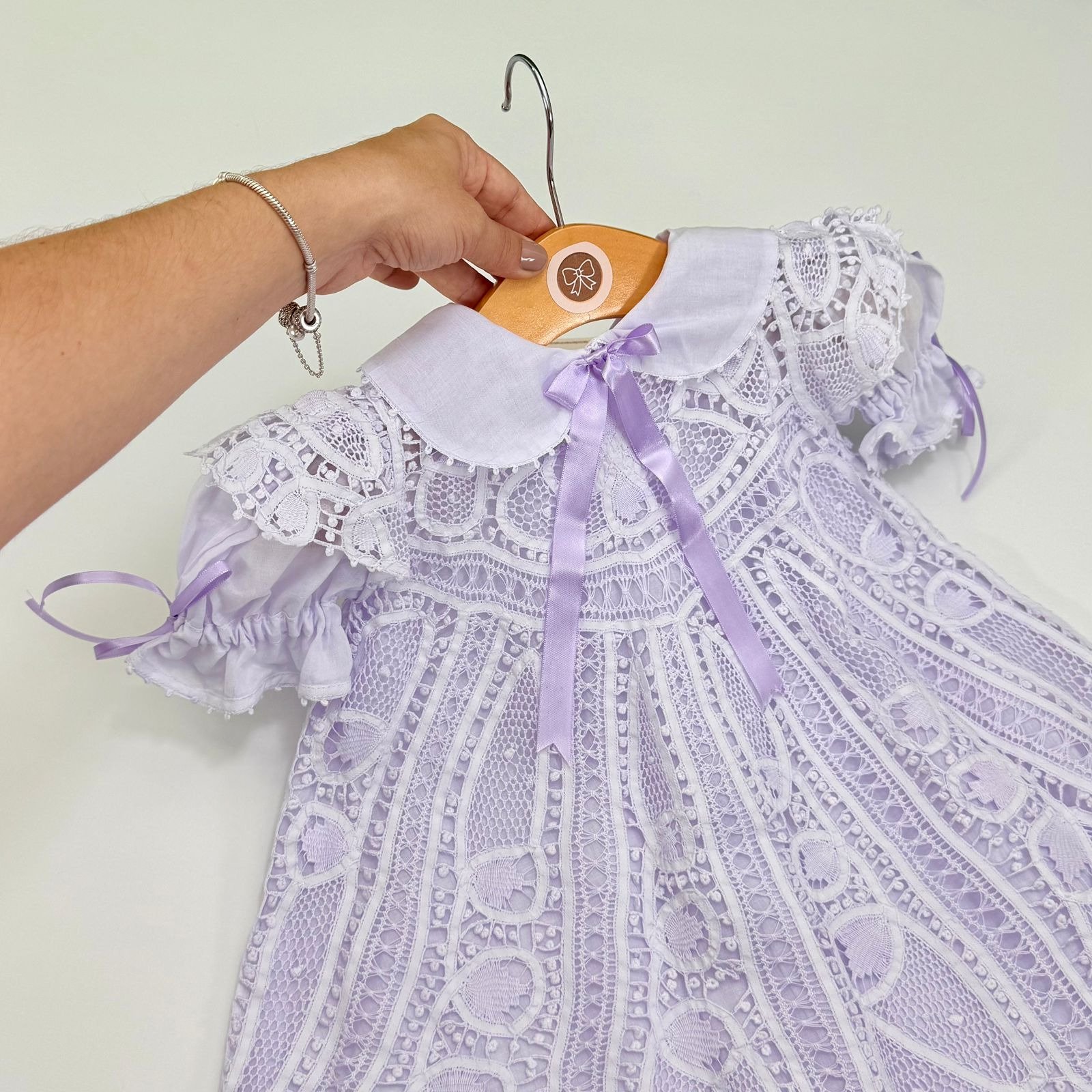 Vestido Infantil Mila Lavanda em Renda Renascença