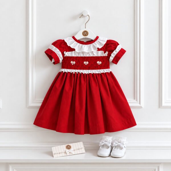 Vestido Festa Infantil Vermelho Bordado Rococó — imagem 2