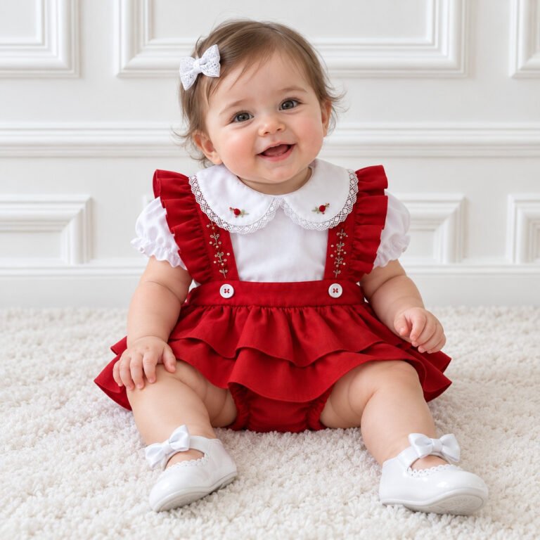 Jardineira Infantil Vermelha com Body