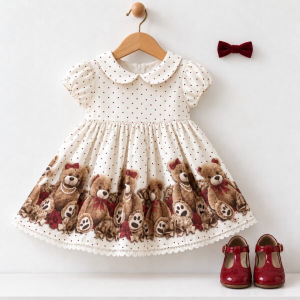 Vestido Infantil Poá com Ursinhos — imagem 2