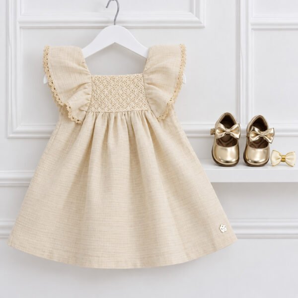 Vestido Infantil Feminino Helen Linho Cru — imagem 4